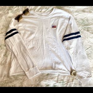 Might Fine American Patriotic Long Sleeve Crop Top Size Medium